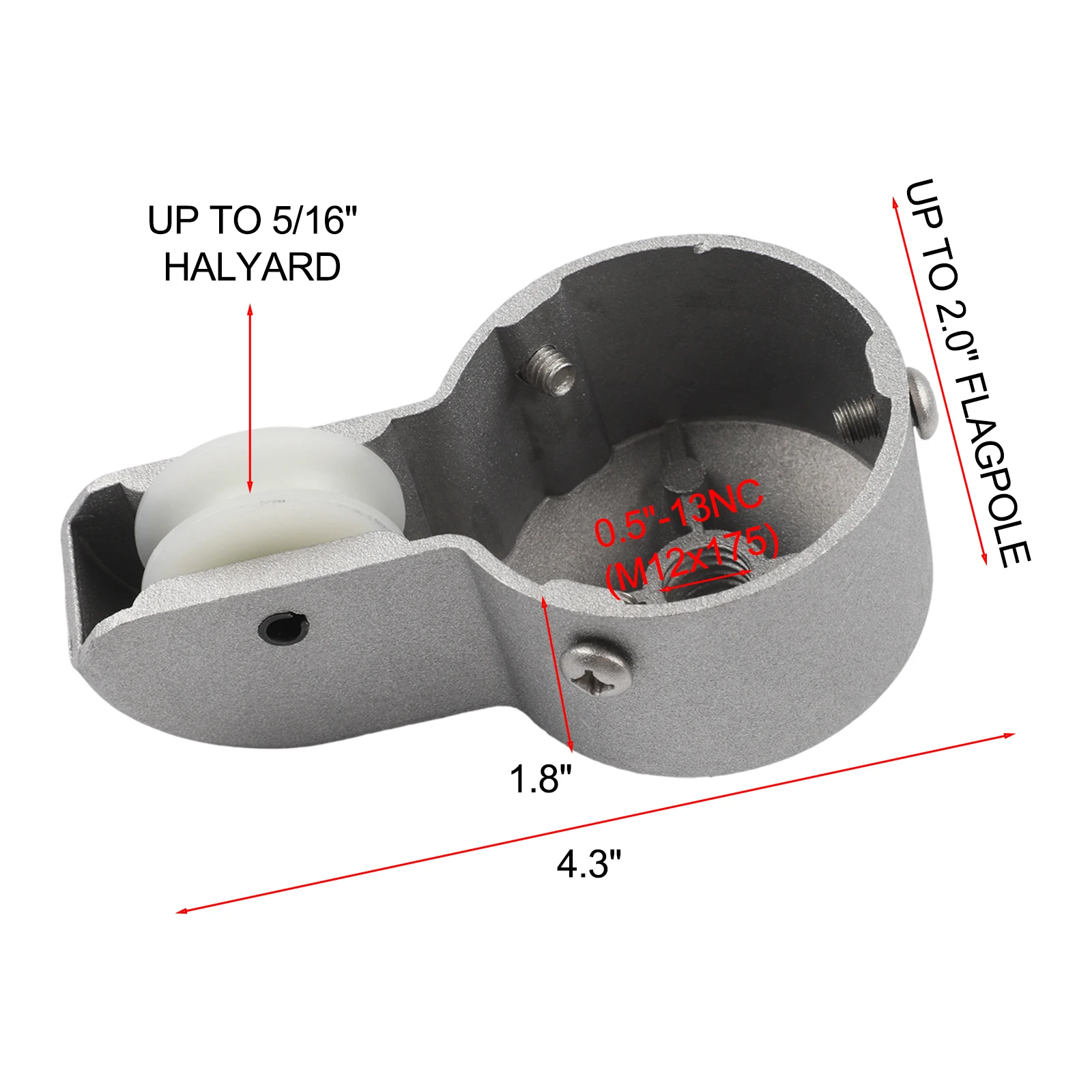 Recessed Screws Flagpole Truck 110mm*60mm*50mm 1pc Alloy Sliver Accepts 1/4\