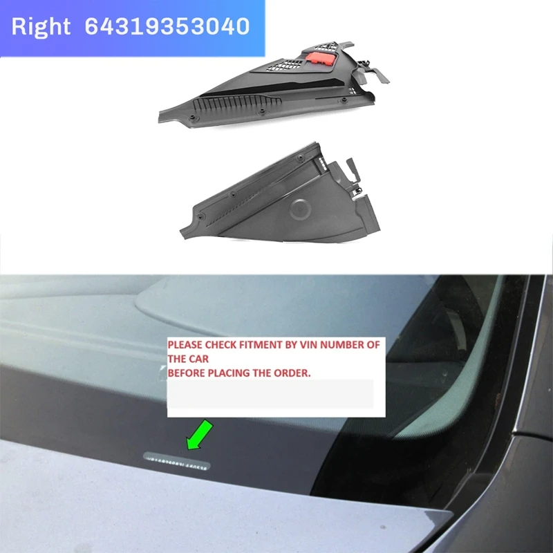 Front Windshield Wiper Cowl Cover Trim Left+Right 51717405636, 64319353040 For BMW 1/2 Series F22 2016-2019