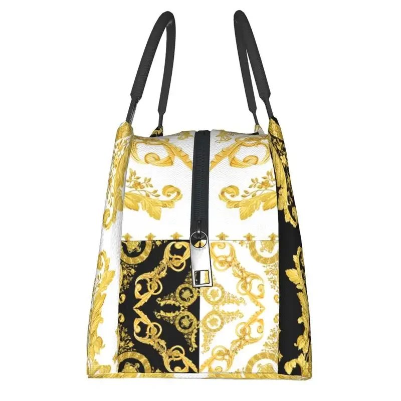 Baroque Greek Ornament GoldenMeander Meandros VINTAGE Insulated Lunch Bags for Women Waterproof Cooler Thermal Lunch Box