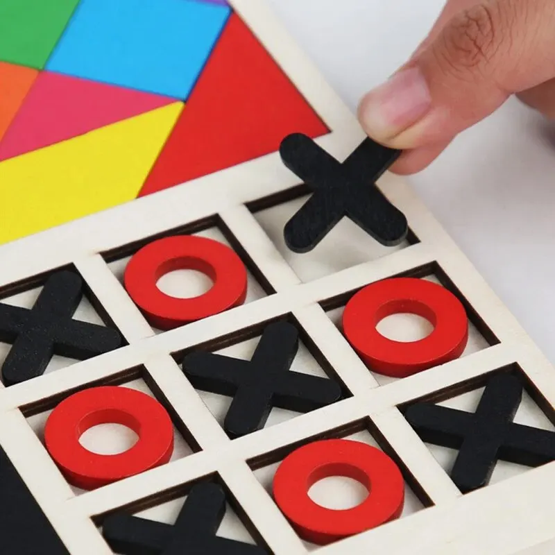 3 Styles Wooden Jigsaw Puzzle Kids XO Game Puzzle Early Education Thinking Training Wooden Toys