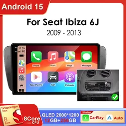 9 inch Qualcomm Car Radio for Seat Ibiza 6j 2009 - 2013 Wireless Carplay Android 15 Auto 4G+WIFI Car Multimedia GPS autoradio