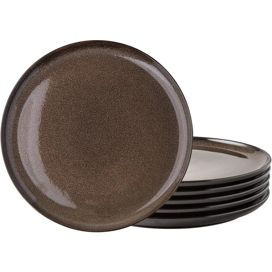 

Набор керамических тарелок из 6 8,5 дюймов, легкие фарфоровые тарелки для салата с реактивной глазурью для современных столовых приборов, идеально подходят для микроволновой печи