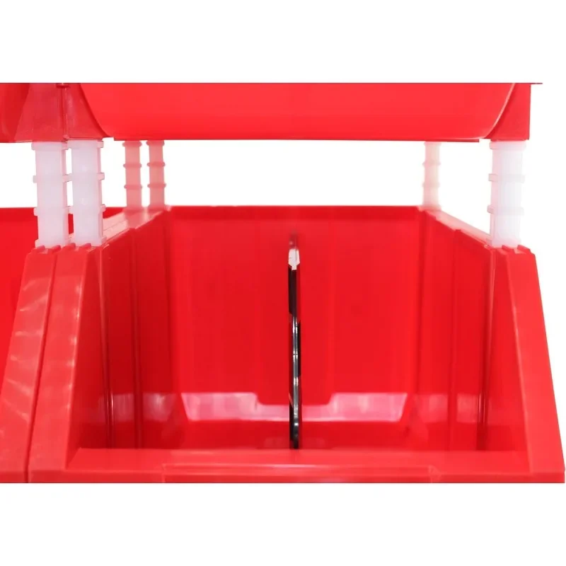 Thermoplastische Opbergbakorganizer, Stapelbaar, Ophangbaar, Zijaansluiting (Rood (2 Pak), Groot