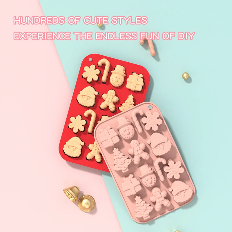 Christmas Chocolate Mold,Christmas Candy Silicone Molds,14 Cavity Xmas Theme Baking Molds for Making Chocolate,Candy,Gummy,Jello