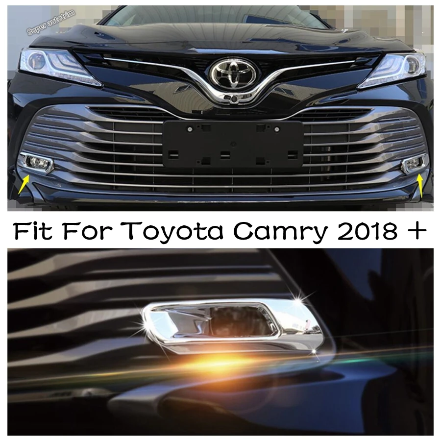 

Front Fog Lights Lamp Frame Cover Trim 2 Piece / Set Fit For Toyota Camry 2018 - 2021 ABS Bright Car Refit Garnish Accessories