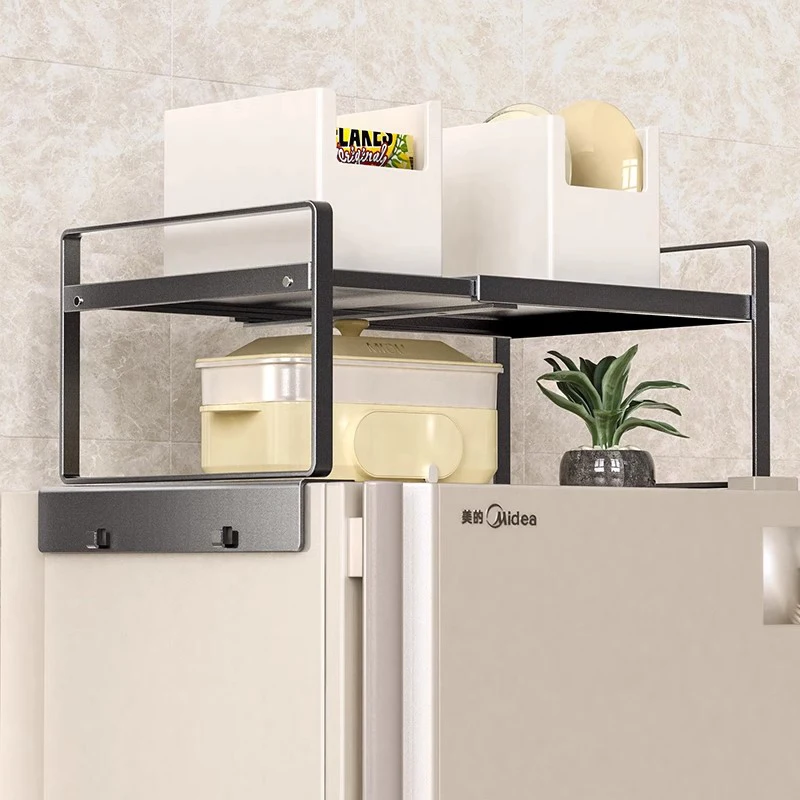 منظم علوي للثلاجة المغناطيسية، رف توابل المطبخ مع حامل مغناطيسي، رف تخزين متعدد الطبقات، رف جانبي للبهارات #3