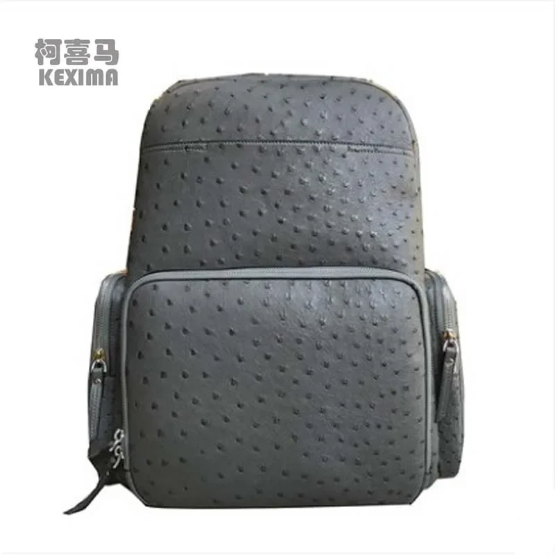 

yongliang new ostrich leather simple women backpack fashion personality style large capacity grey female backpack
