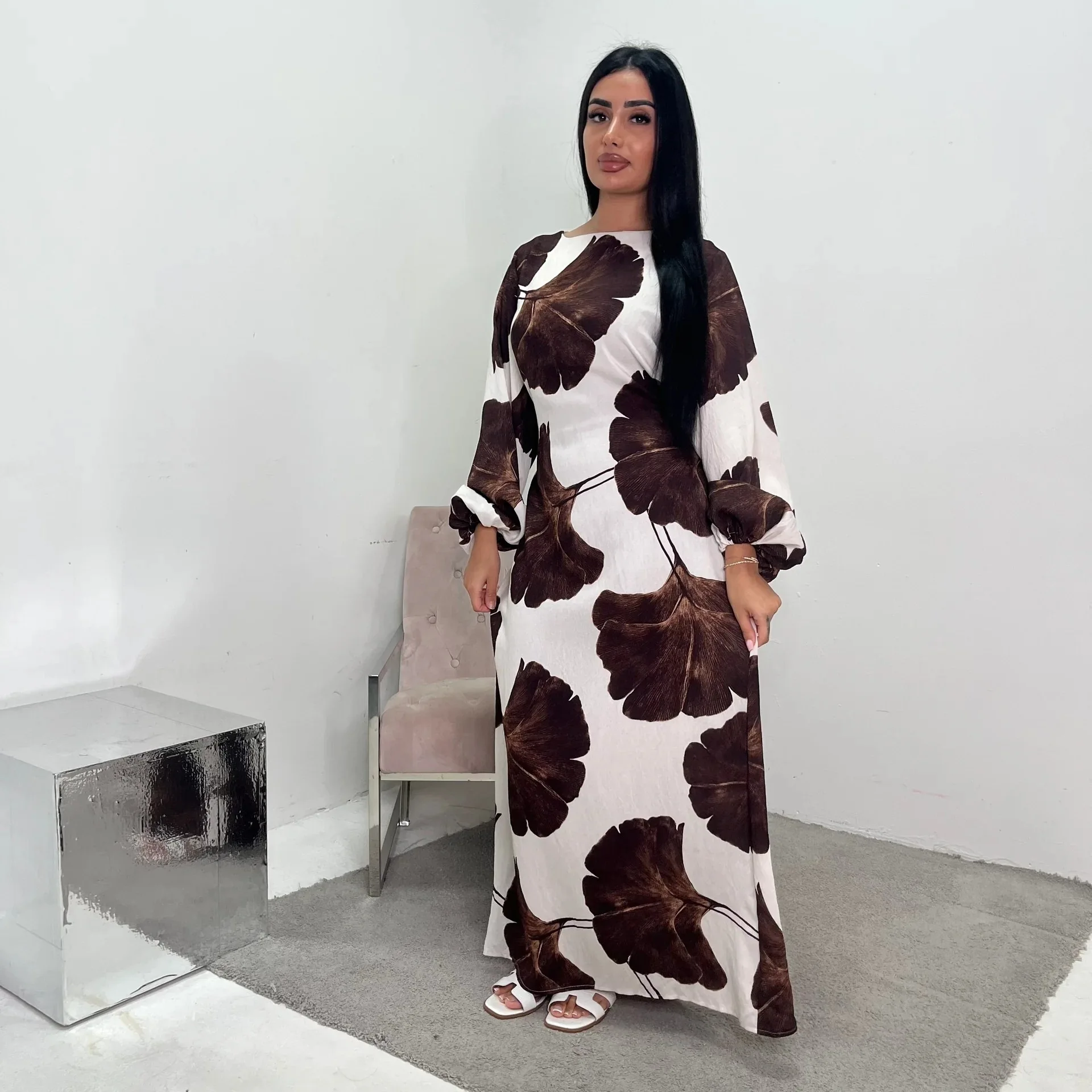 أزياء الجنكة المطبوعة الملابس الإسلامية عباية مغلقة المرأة فستان مسلم متواضع دبي عباية قفطان فساتين يومية