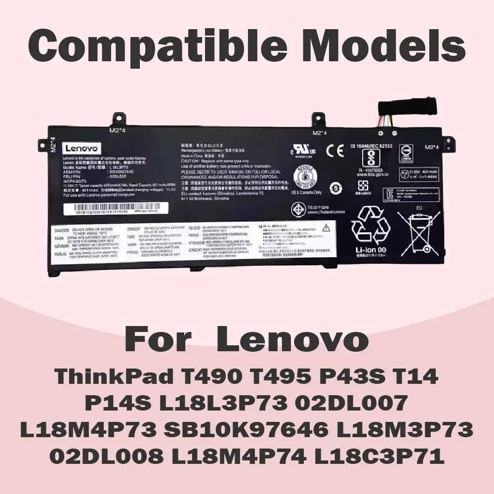 L18C3P72 L18M3P73 L18L3P73 Battery For Lenovo ThinkPad T490 T495 P43S P14S 1st Gen T14 G1 L18C3P71 L18M3P74 L18M4P73 L18M4P74