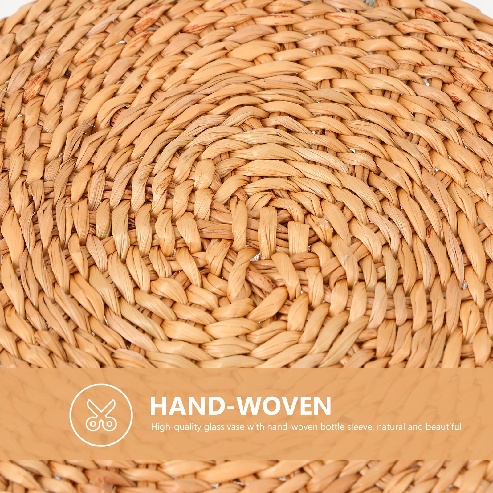 

1pc Grass Woven Glass Vase Dried Flower Container Decorative Plant Vessel For Indoor Adornment Desktop Ornament Household