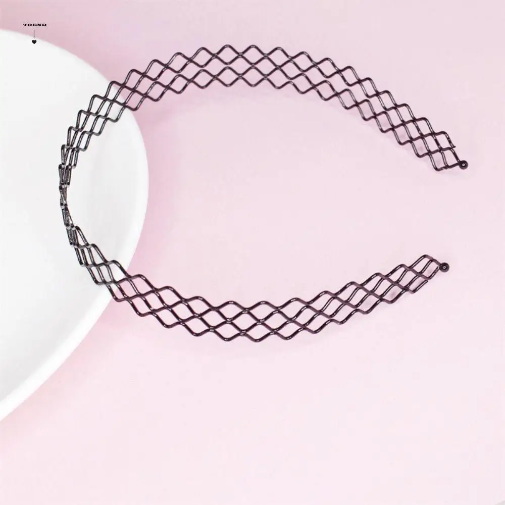 

Fashion Cross Wave Shape Headband Double Layer Spring Shape Thin Metal Hair Hoop Headwear Elastic Men Hair Bands Male