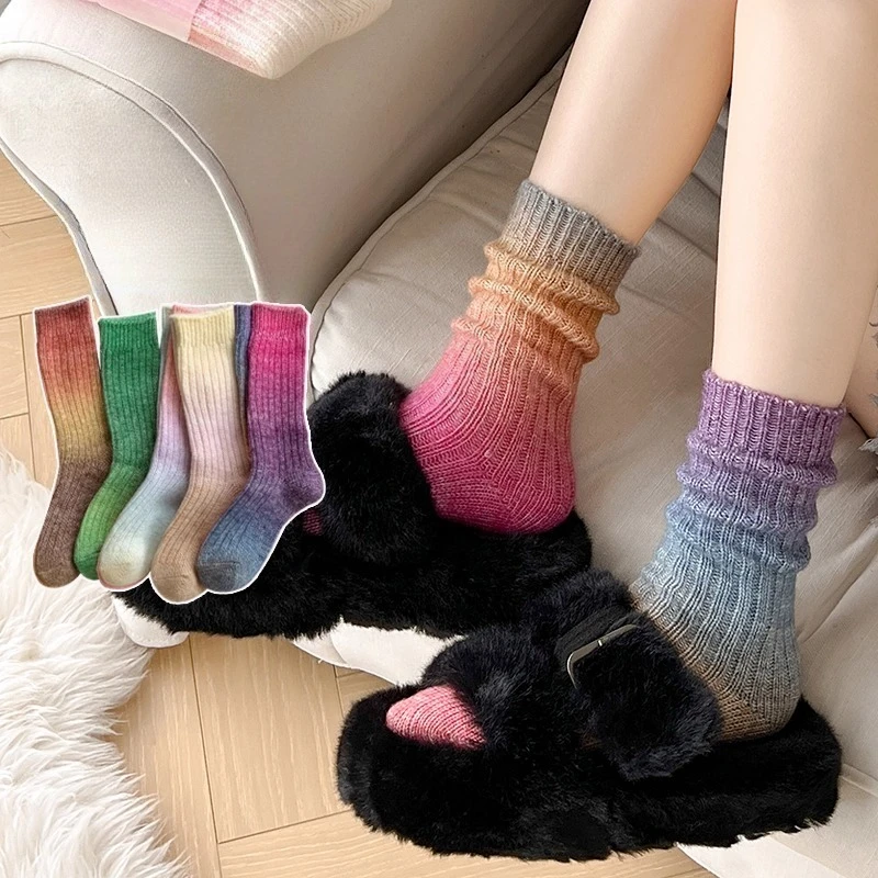 

Шерстяные носки женские осенне-зимние утепленные длинные носки разноцветные кашемировые термобелье домашняя одежда напольные носки для сна рождественские подарки