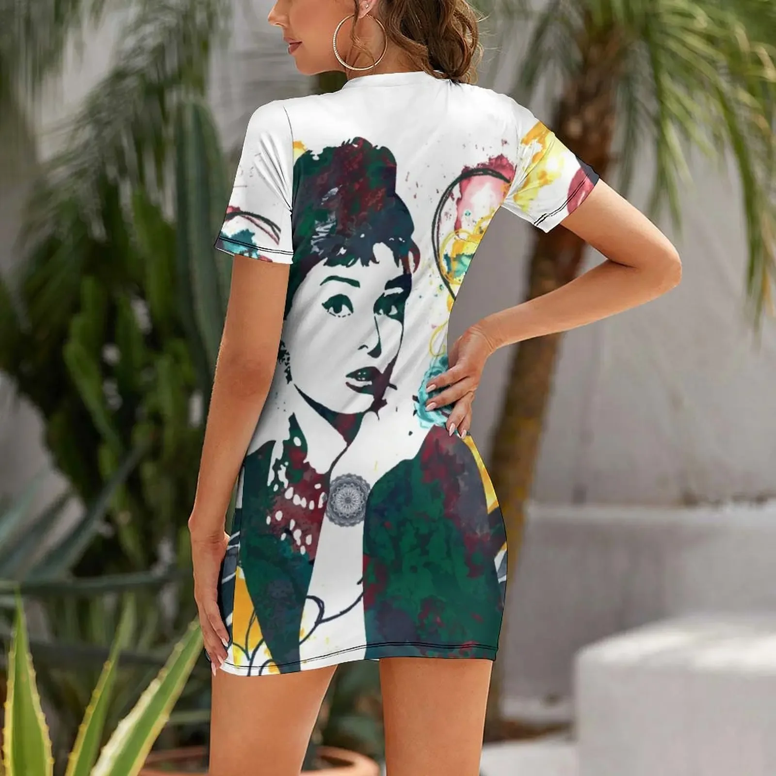 Obrázek 3: Audrey hepburn příroda colours s krátkými rukávy šaty oblečení ženské šaty