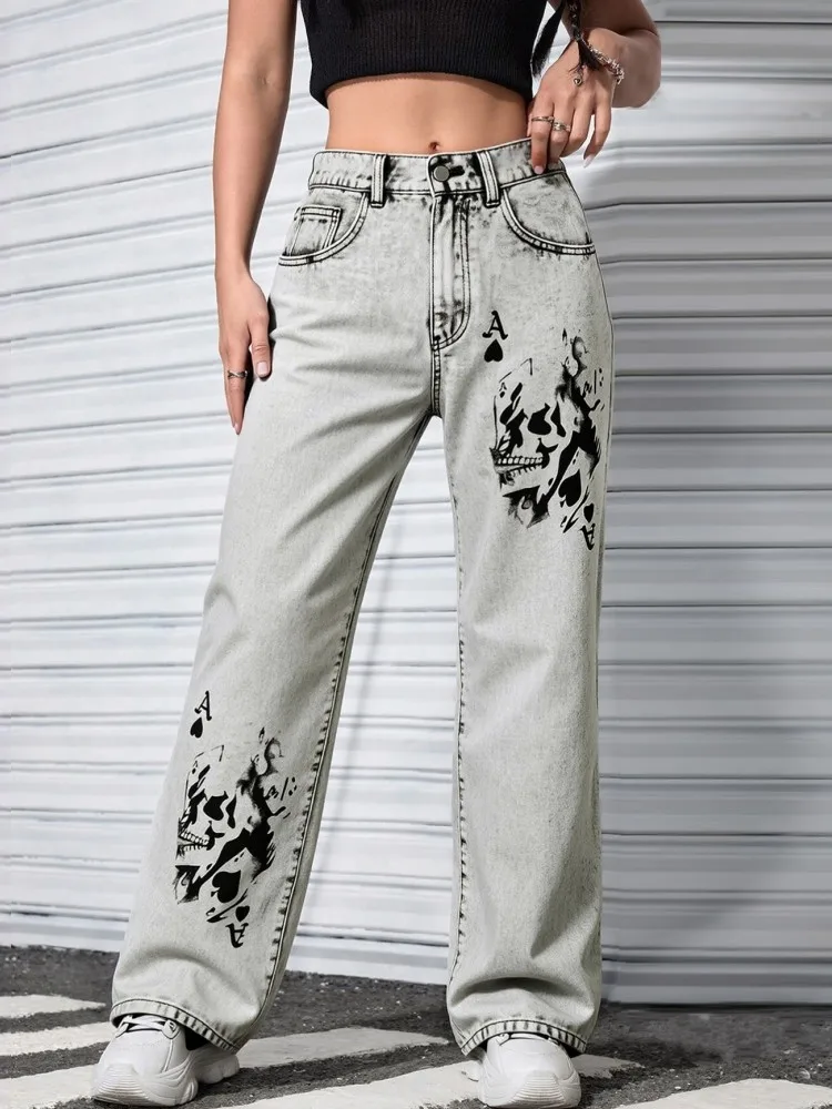 

Женские широкие брюки с высокой талией, прямые брюки с дырками, длинные джинсы, повседневные модные брюки, весна-осень 2026, новые джинсовые брюки