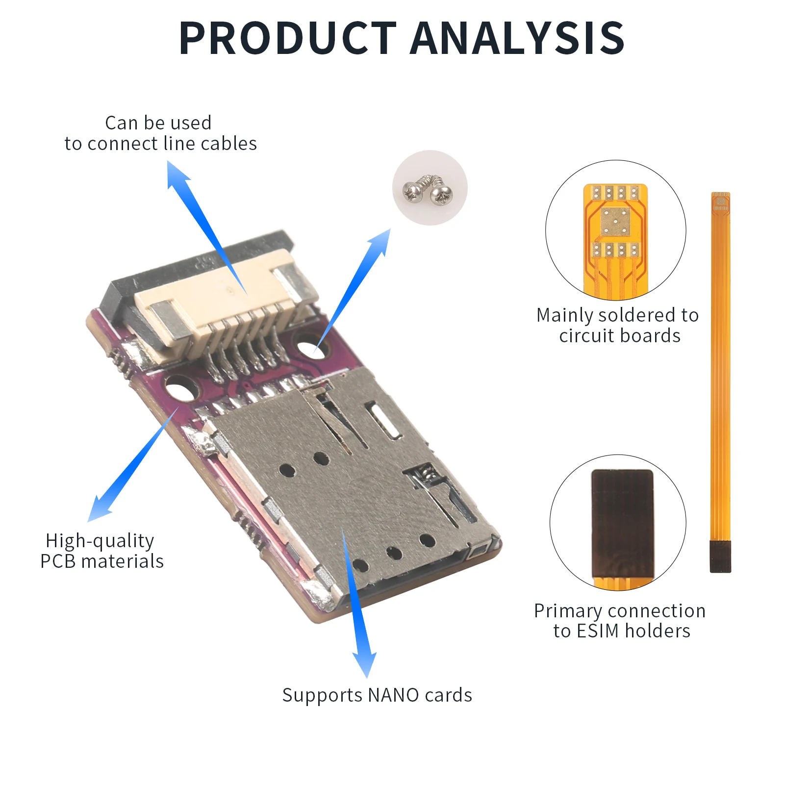 Cabo esim para placa adaptadora de cartão nano laboratório esim testado, solda necessária para chips de 5*6mm