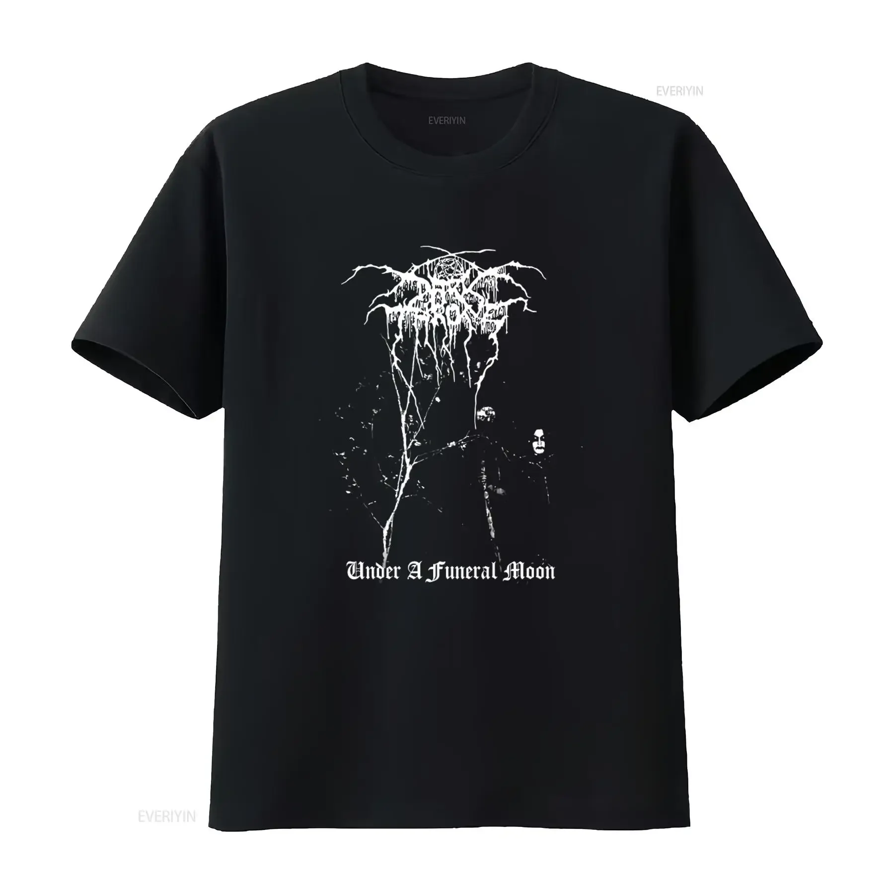 DARKTHRONE Under a Funeral Moon Album T Shirt for Rock Band Print vintage Washed designer clothes homme Comfortable Slightly