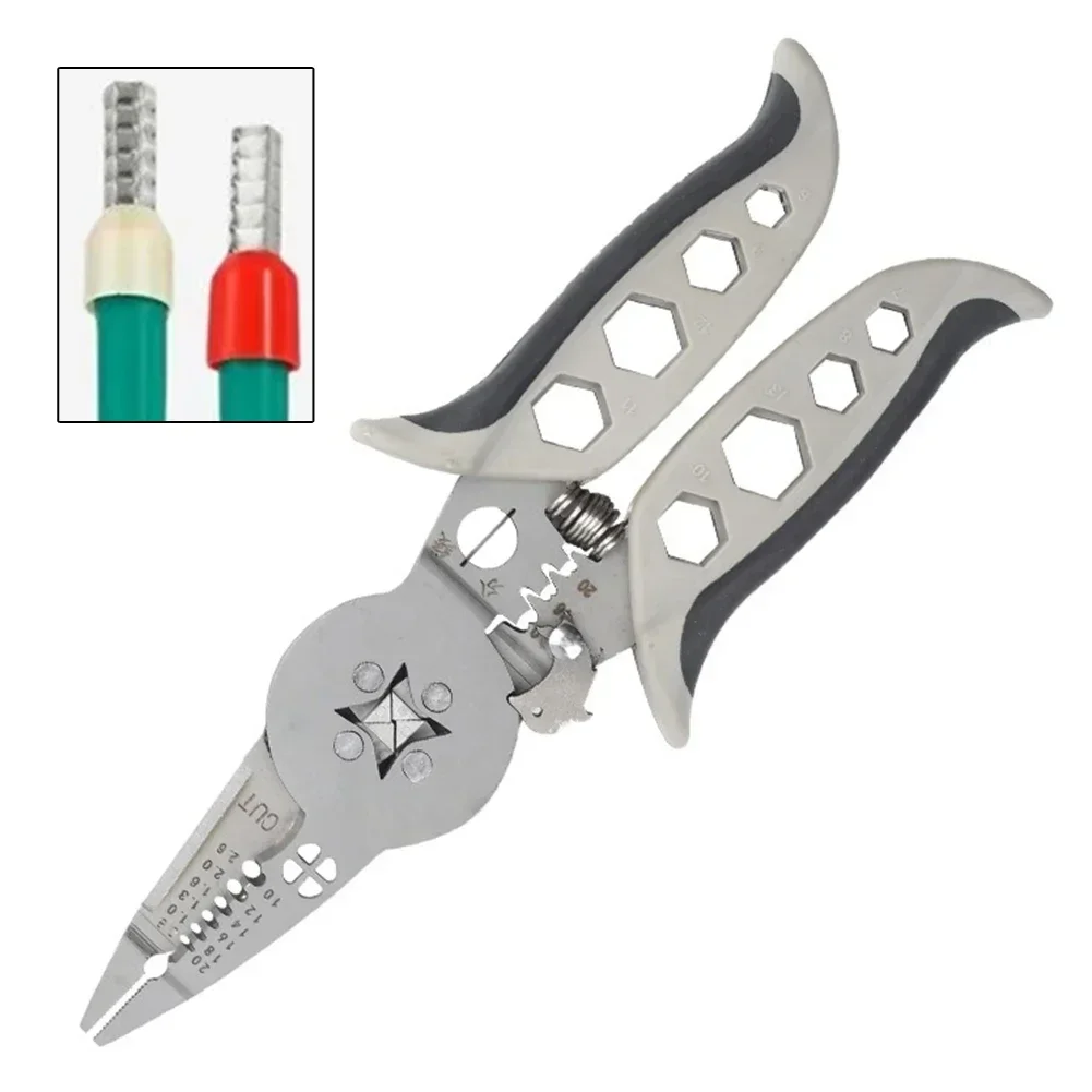 

Heavy Duty Wire Stripper And Crimping Pliers Multi Functional Hand Tool Non Slip TPR Grip For Electrician Cable Cutting