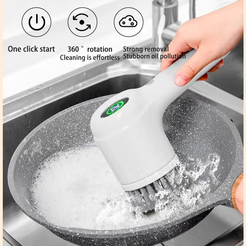 Electric Rotary Scrubber Cleaning Brush With 4 Brush Head Electric cleaning brush For Kitchen Bathtub Tile Scrubber