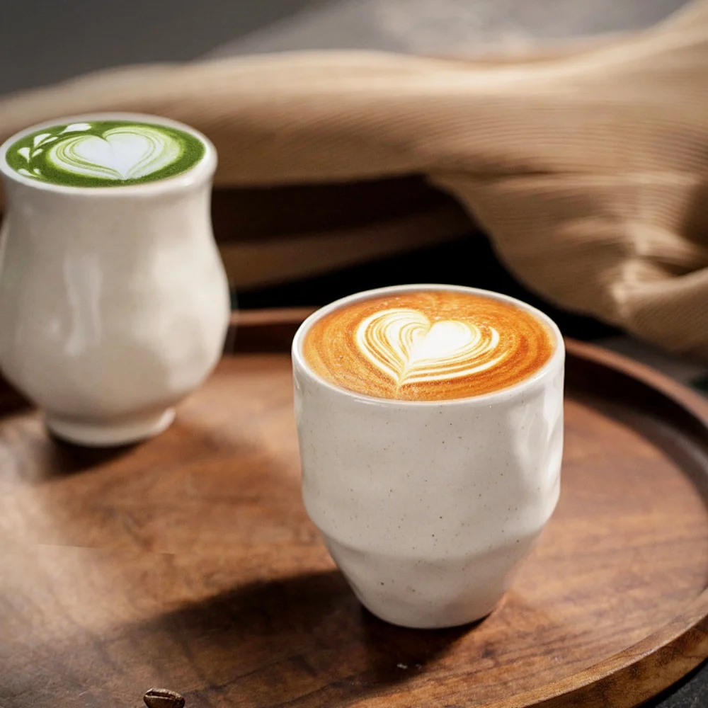 Modern  White Ceramic Espresso Cups Porcelain Demitasse Mugs for Espresso | Thick Walled, Handleless, Durable, Dishwasher  Safe
