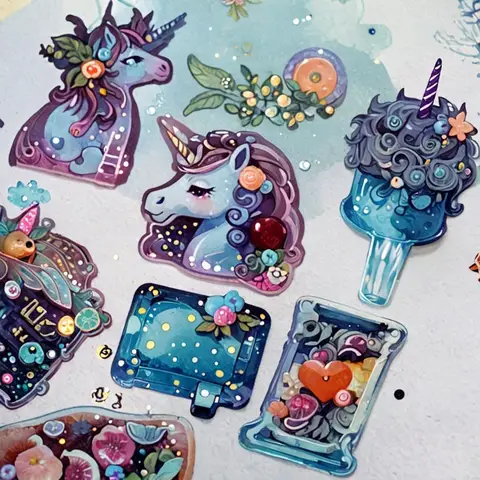 Kids Baby Cartoon Unicorn Rainbow Lollipop Horse Toy Stickers for Children Body Face Play Stickers Kindergarten Rewards Stickers