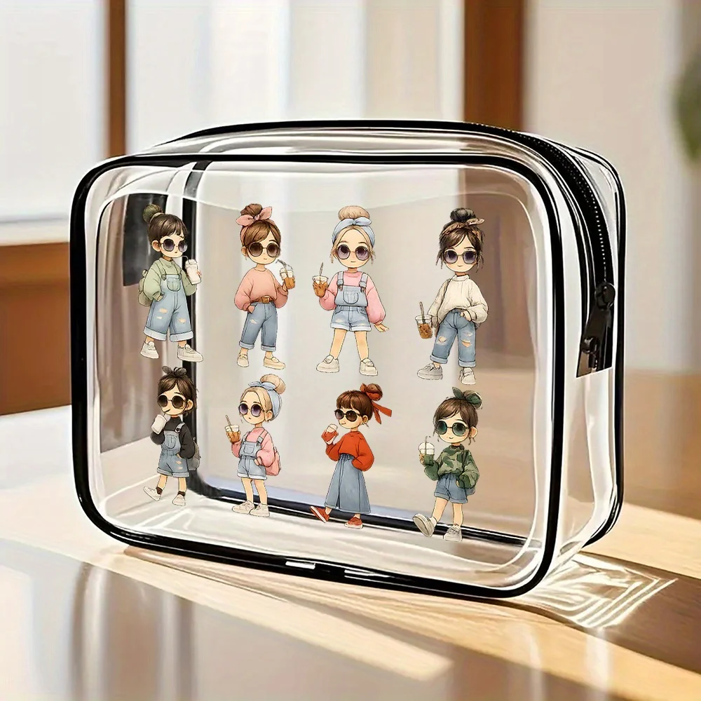 Niedliche durchsichtige Make-up-Tasche, Reise-Kulturbeutel für Damen, Weekender-Tasche für Strand und Fitnessstudio