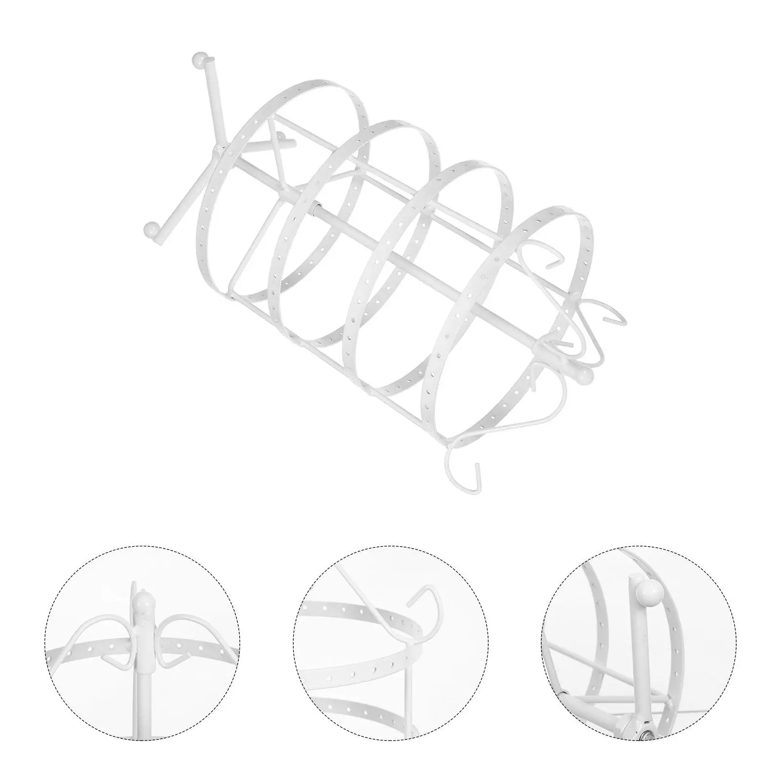 

4-Tier 144 Holes Round Rotating Jewelry Earrings Display Stand Holder Hard Metal Rack White Size M Ideal for Store Home