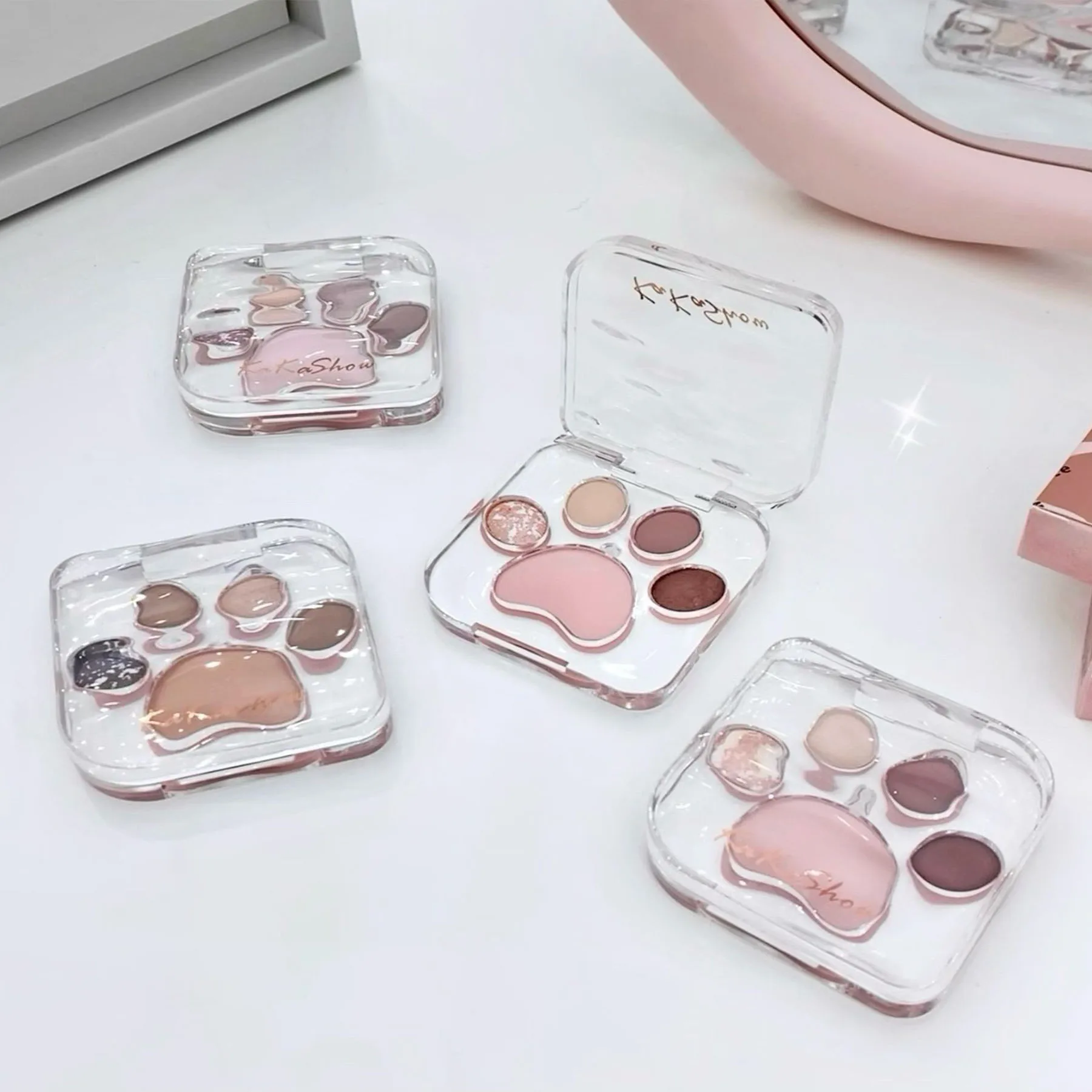 5 Colors Eye shadow Palette Cat paw shape, earthy khaki everyday look  Party Performance Makeup eye cosmetics