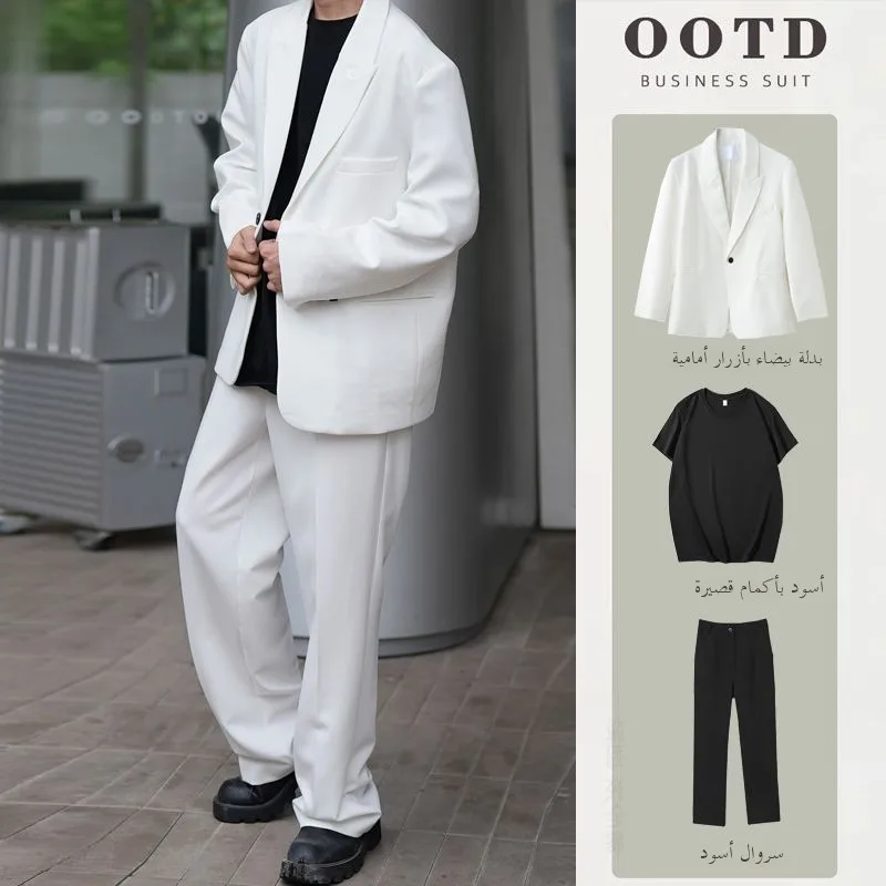 

Elegant British Style Men's Suiting Jacket Shoulder Pads Casual Wedding Outfit Set DK Uniform Maturity Seriousness Business C...