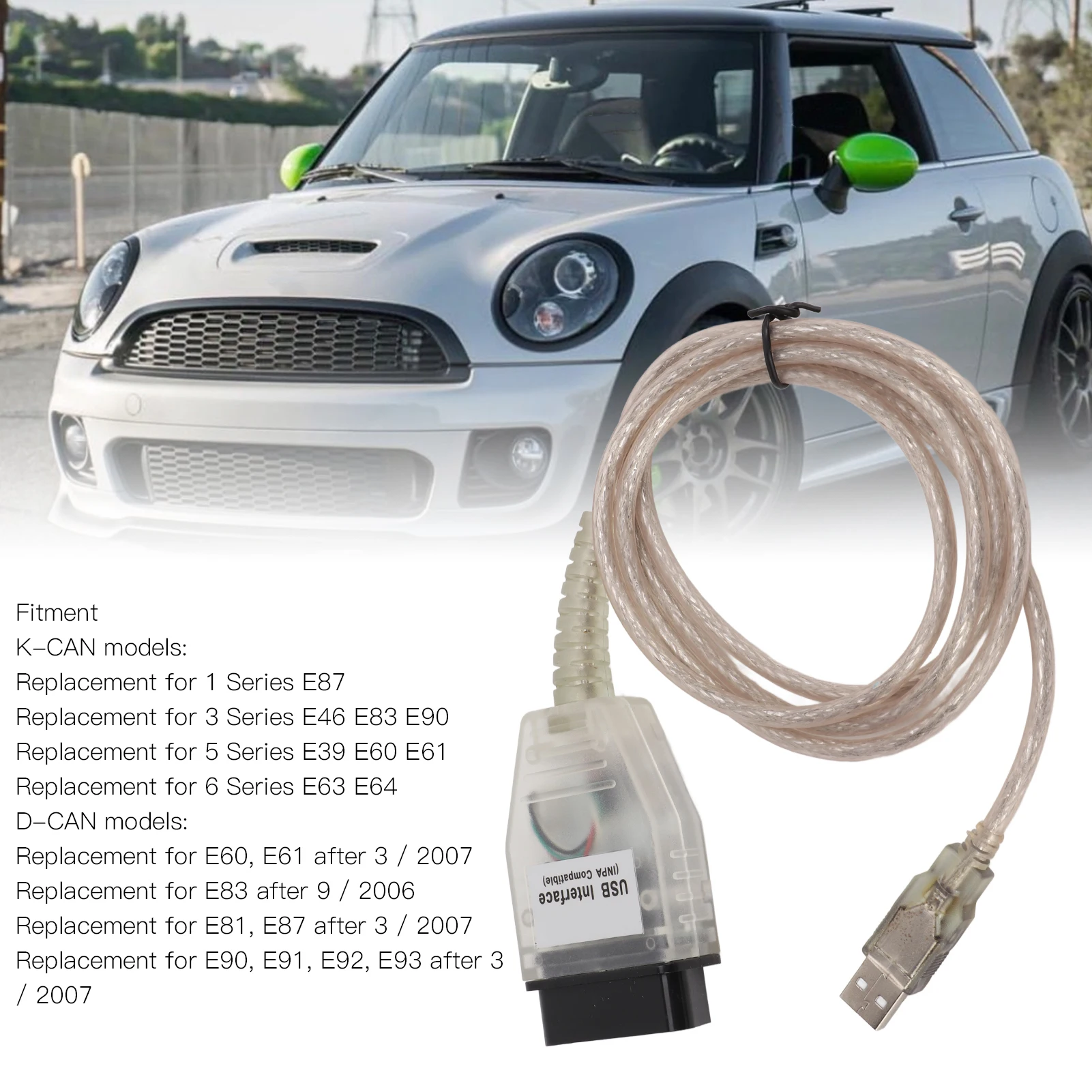 

OBD2 Кабель сканирования K+DCAN OBD2 Диагностический инструмент сканирования USB-интерфейс с заменой компакт-диска для 3 серий E46 E83 E90 OBDII сканер