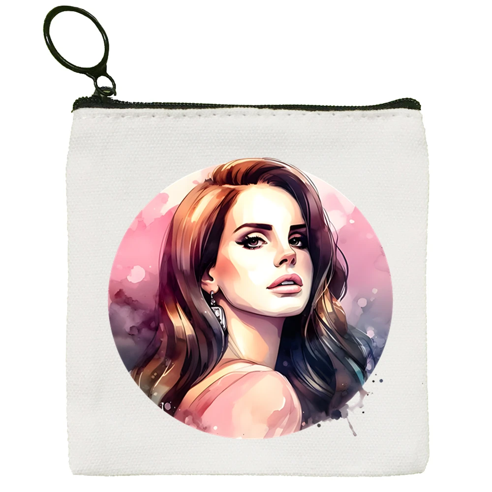 Lana Del Rey Canvas Coin Purse Canvas Bag Small Square Key Storage Card Cartoon Coin Bag