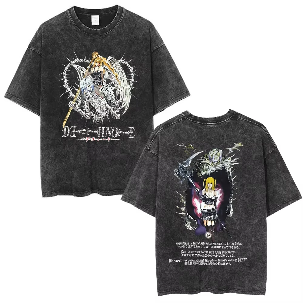 Death Note Ryuk Vintage T-Shirt Men's Casual Cotton Print Graphic Tee Unisex Streetwear Top Unisex Winter Autumn Washed Tee Top