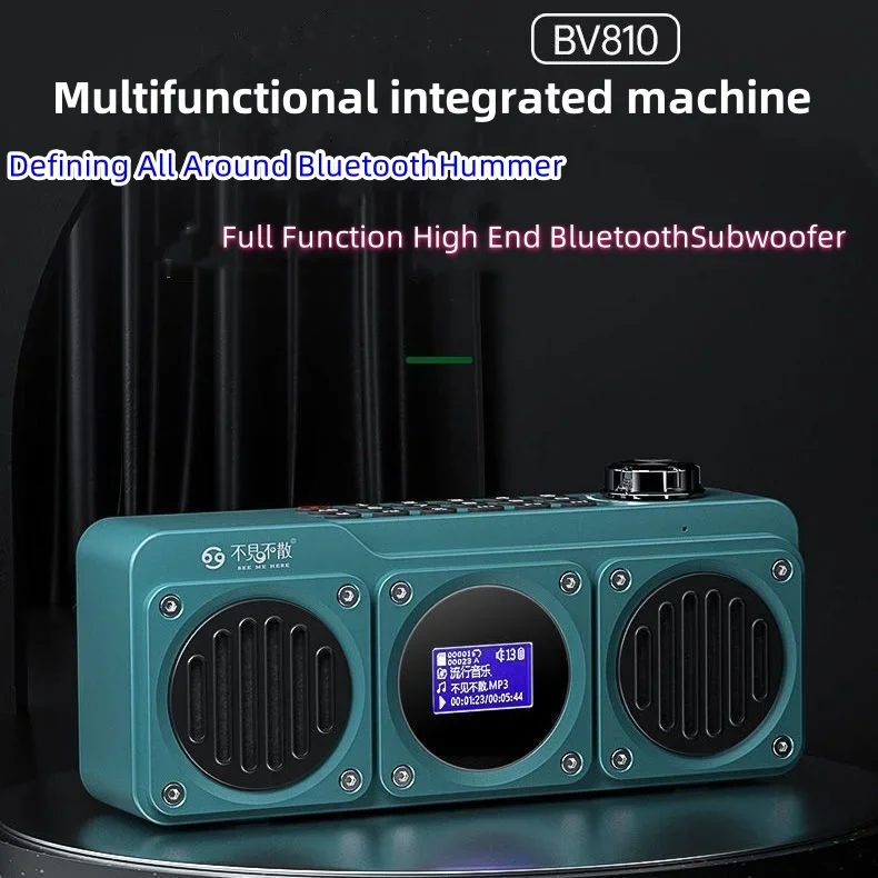 BV810 Outdoor Portable Mini Bluetooth Speaker with FM Radio LED Screen Display Lyrics U Disk Player Is Suitable for the Elderly