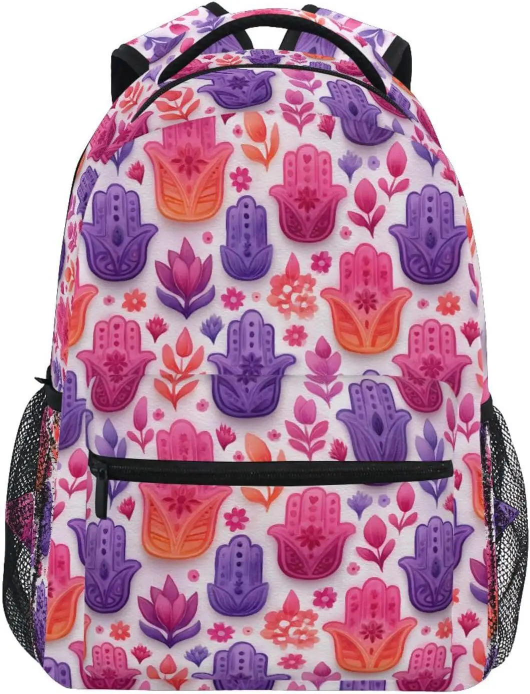 

Kid's School Backpack Hamsa Hands Print for Girls Boys, Bookbags Hiking Backpacks