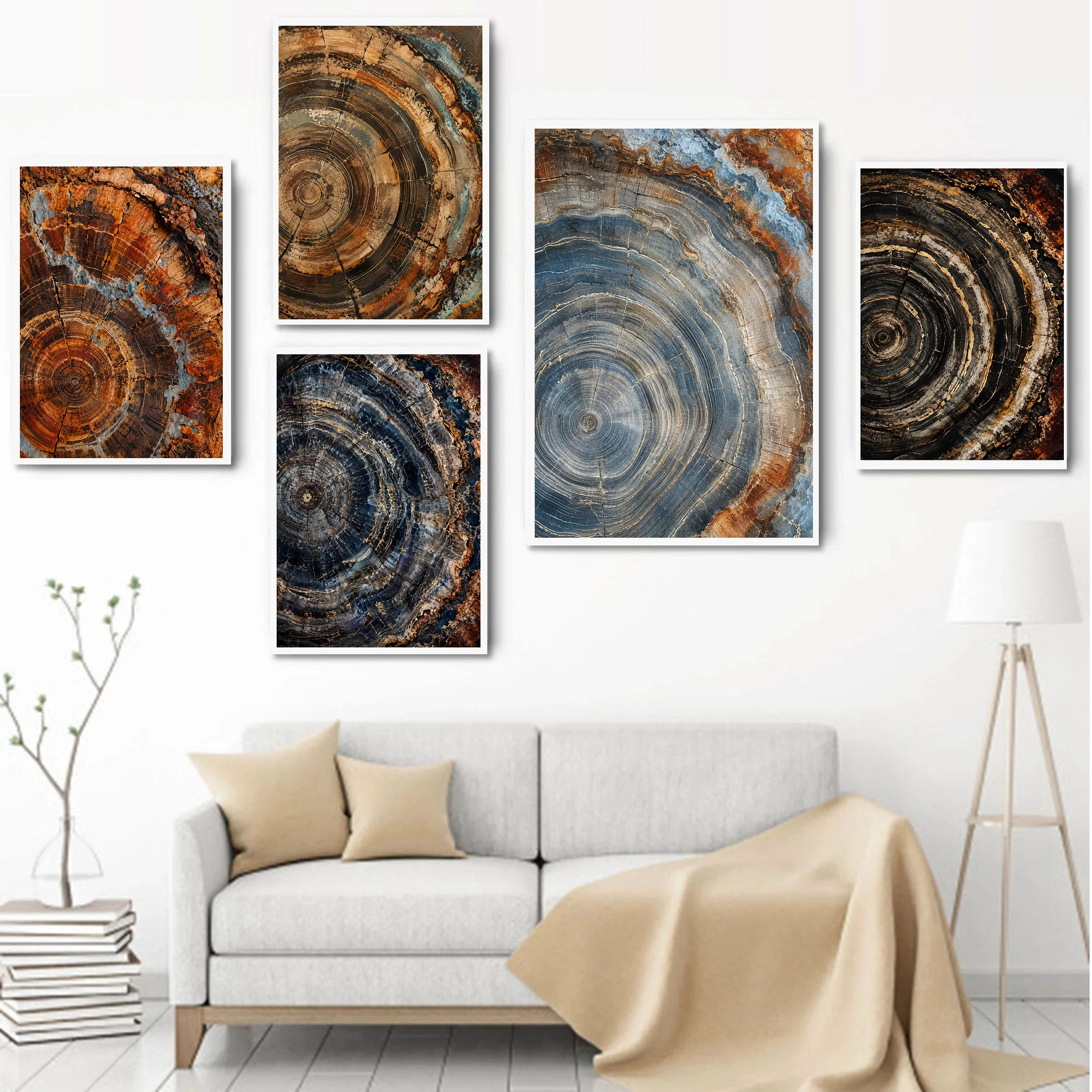 Tree Ring Earth Strata Abstract Poster Geological Mineral Rustic Natural Prints Canvas Painting Wall Art Picture Home Room Decor