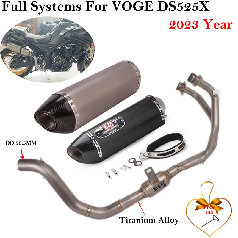 

Full Systems Motorcycle Exhaust Escape For VOGE DS525X 525X Modify Titanium Alloy Front Link Pipe Carbon Fiber Muffler DB Killer