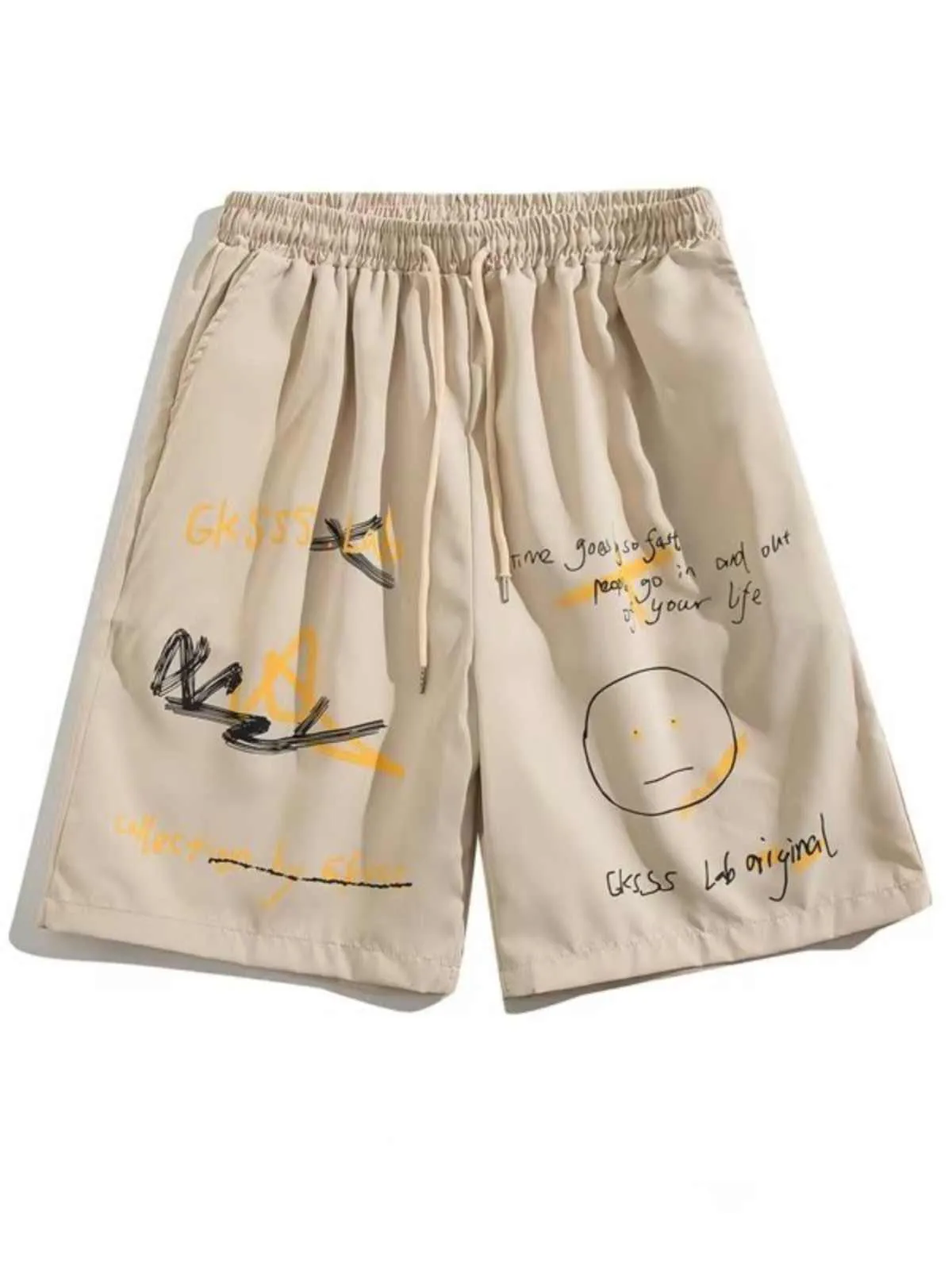 

Летние мужские шорты с принтом и эластичной резинкой на талии, брюки «пять четвертей», американские повседневные модные свободные мужские пляжные шорты