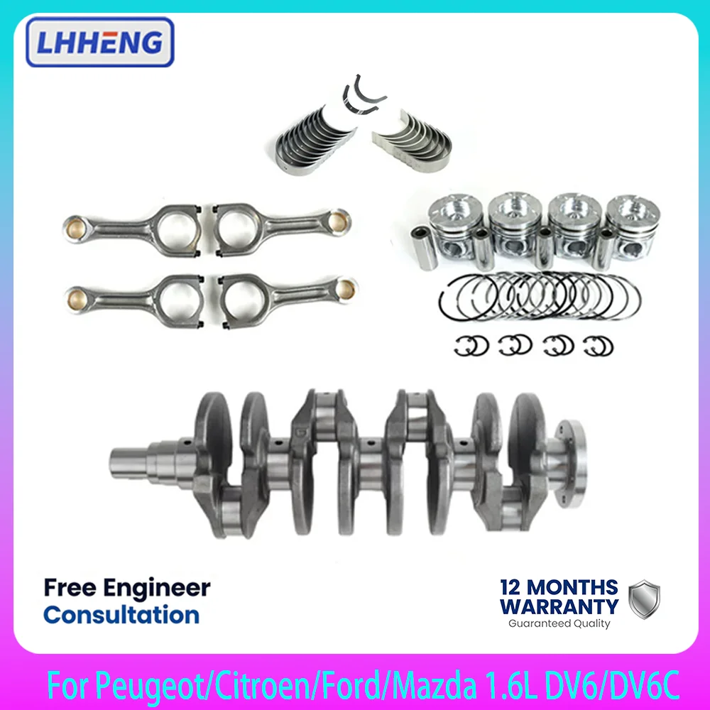 Engine Rebuild Kit For Peugeot Citroen Ford DV6 1.6 HDi 16V Diesel 2004-2022 Crankshaft Rods Pistons Rings Bearings