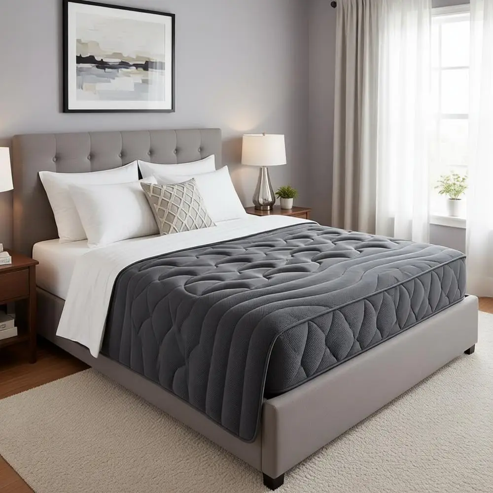 

Матрасный наматрасник с зонированной системой охлаждения - дышащий, моющийся, с глубокими карманами, серый, размер King Size