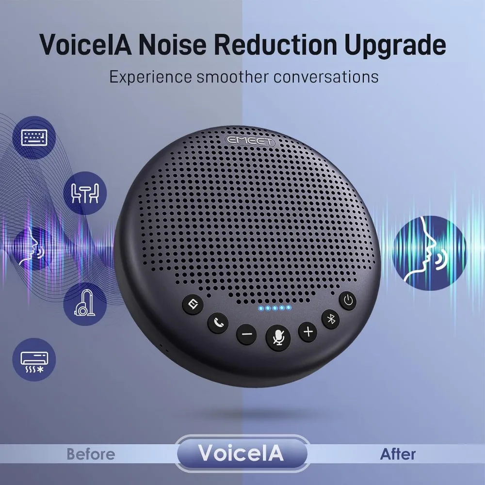 Conference Speaker with 8 Microphones, 360° Sound, Noise Reduction, and Bluetooth/USB Connectivity for 10-Person Meetings view 4