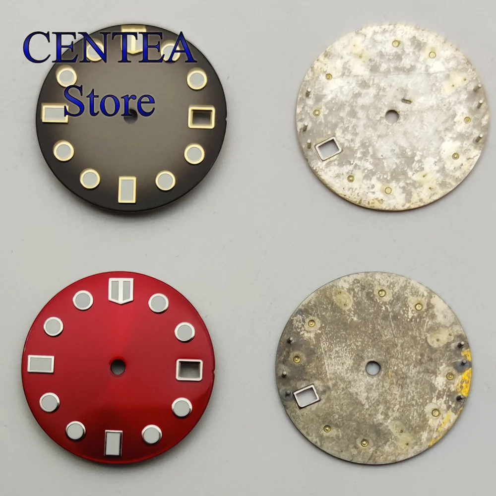 RICHUS 28,5 mm mostrador Azul Luminoso Preto Azul Verde mostrador do relógio Fit NH35 NH35A Movemt horas coroa 3.8 horas coroa