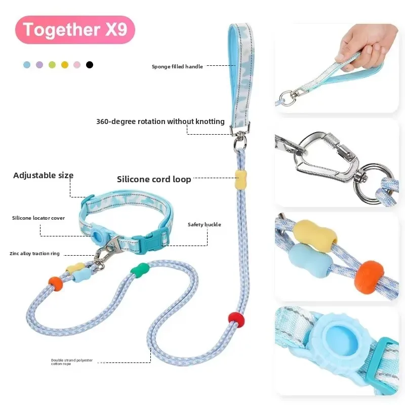 FurStarPet Supplies Double-Stage Multifunctional Traction Rope Dog Chain Medium Dog Collar Chest Back Out Dog Rope