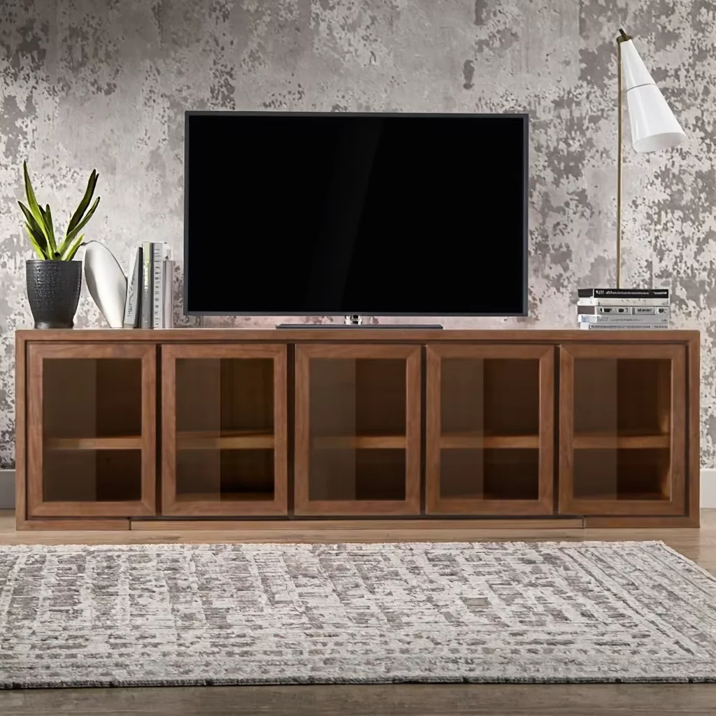 

# Modern Furniture For Living Room Furniture TV Stand Walnut Wood Media Console