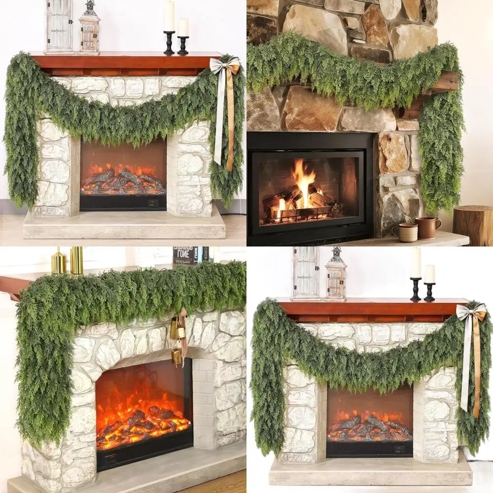 

Искусственная зеленая кедровая гирлянда — 6 футов искусственных сосновых игл для праздничного декора, для использования в помещении и на открытом воздухе