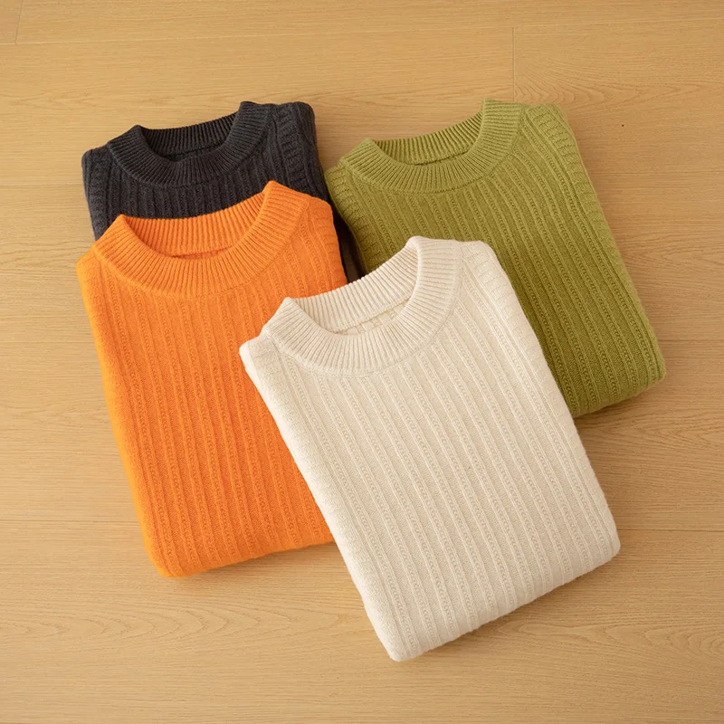 

Осень-зима, новый продукт, утолщенный кашемировый свитер, мужские топы из 100% мериносовой шерсти, пуловер с круглым вырезом, вязаный свободный свитер с длинными рукавами