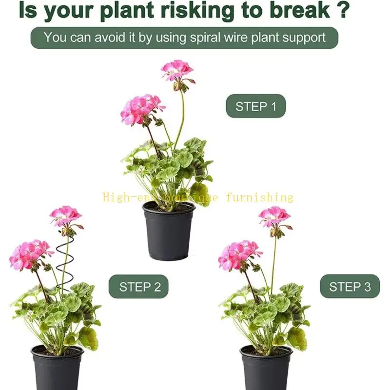 L9NB 40cm Coiled/Vertical Iron Plant Training Stakes Set Of 5 Vine Support Holder Flower Stand For Climbing Plant Vegetable