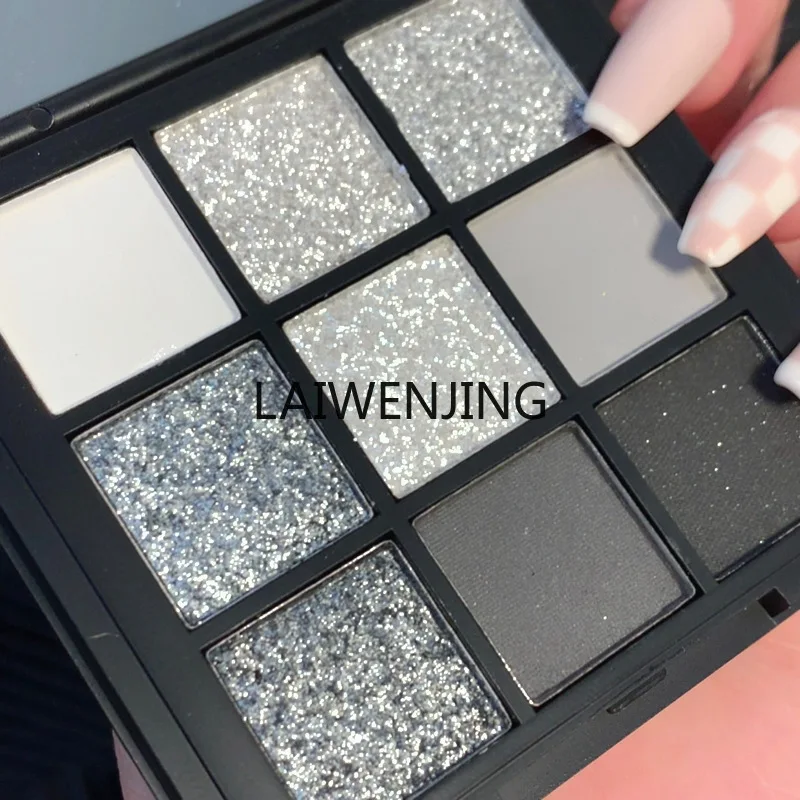 

HLZ smoky makeup new 9-color eyeshadow disc niche dark cement gray matte pearlescent lasting powder
