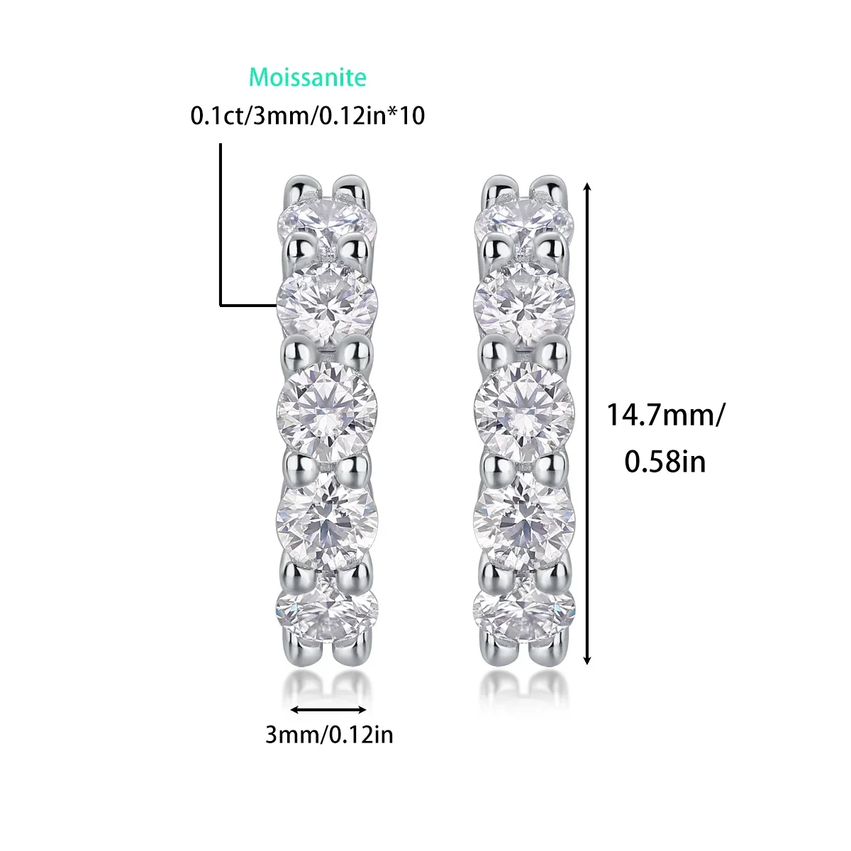 Moissanite Sparkling diamond Stud Earring vintage 925 silver 18k rose gold Earring jewelry for women engagement