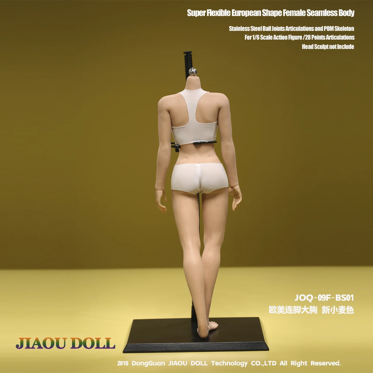 1/6 JOQ-09F Europe America Large Breast Seamless Body Connect Feet Movable Joints Super Flexible for 12" Female Head Sculpt DIY