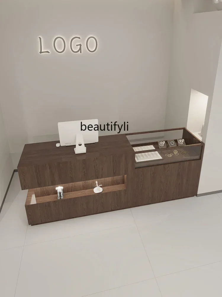 yj58 Modern Minimalist Clothing Store Cashier Front Desk Multi-Function Bar Counter All-in-One Cabinet Display Cabinet Made of