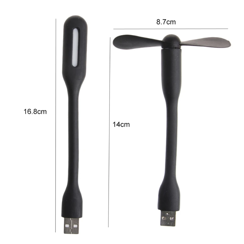 896F USB Fan Flexible Portable Mini Fan USB 5V Fan with USB LED Light Lamps For Power Notebook Computer Summer Gadget